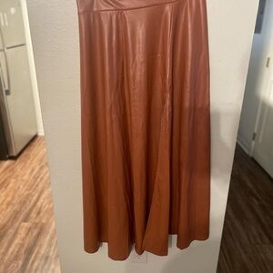 Orange and Red A-line Midi Skirt for Night Out